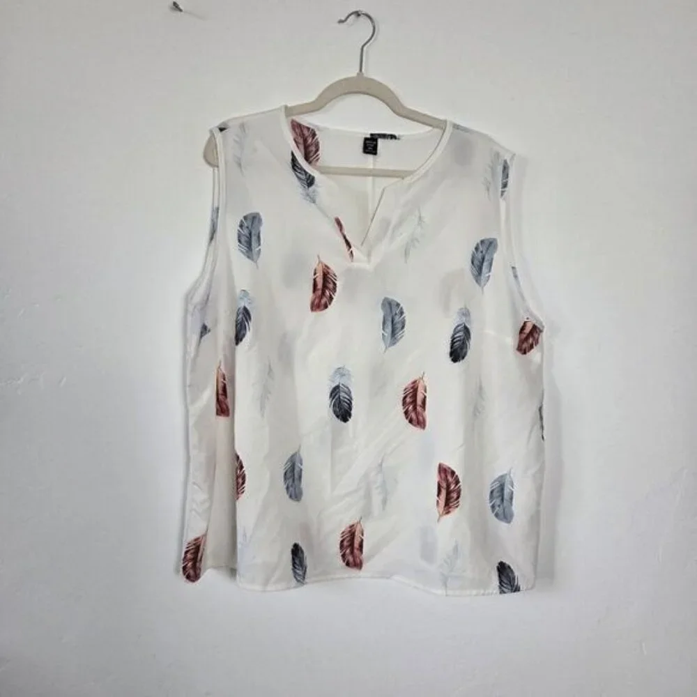 Plus Size 4X Feather Camisole Blouse Top White Boho Summer Festival Gypsy Hippie - Picture 1 of 5